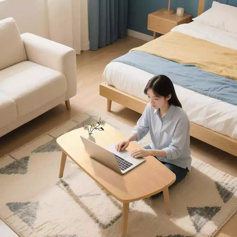 Acekool Foldable Coffee Table, Wooden Finish, Space-Saving Folding Design, 31.5x19.7x17.3, Easy Storage, Wood Grain