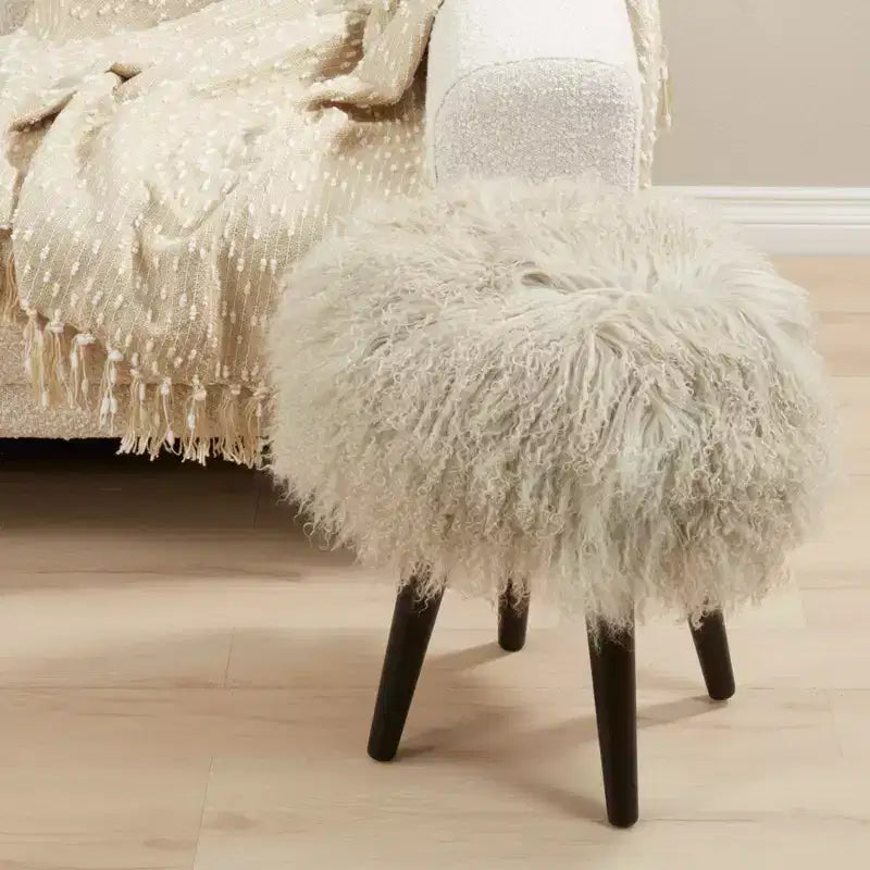 Saro Lifestyle Mongolian Lamb Fur Stool
