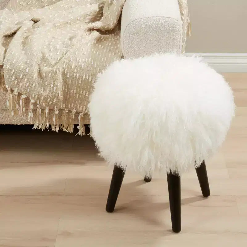 Saro Lifestyle Mongolian Lamb Fur Stool