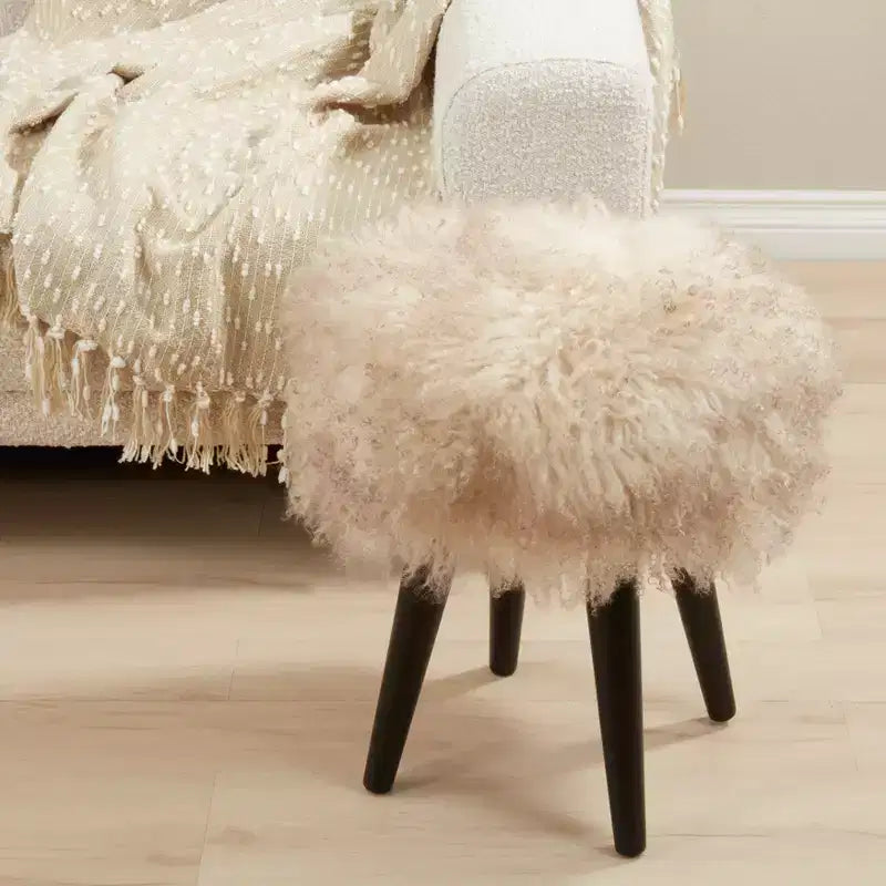 Saro Lifestyle Mongolian Lamb Fur Stool
