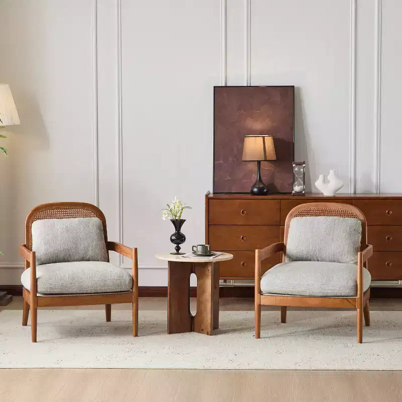 Christopher Knight Home Zuka Mid-Century Modern Rattan Wooden Chair with Cushions (Set of 2)