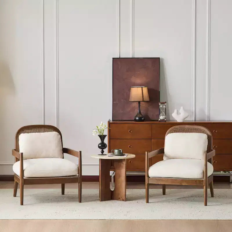 Christopher Knight Home Zuka Mid-Century Modern Rattan Wooden Chair with Cushions (Set of 2)