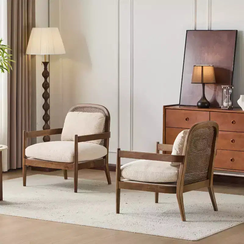 Christopher Knight Home Zuka Mid-Century Modern Rattan Wooden Chair with Cushions (Set of 2)