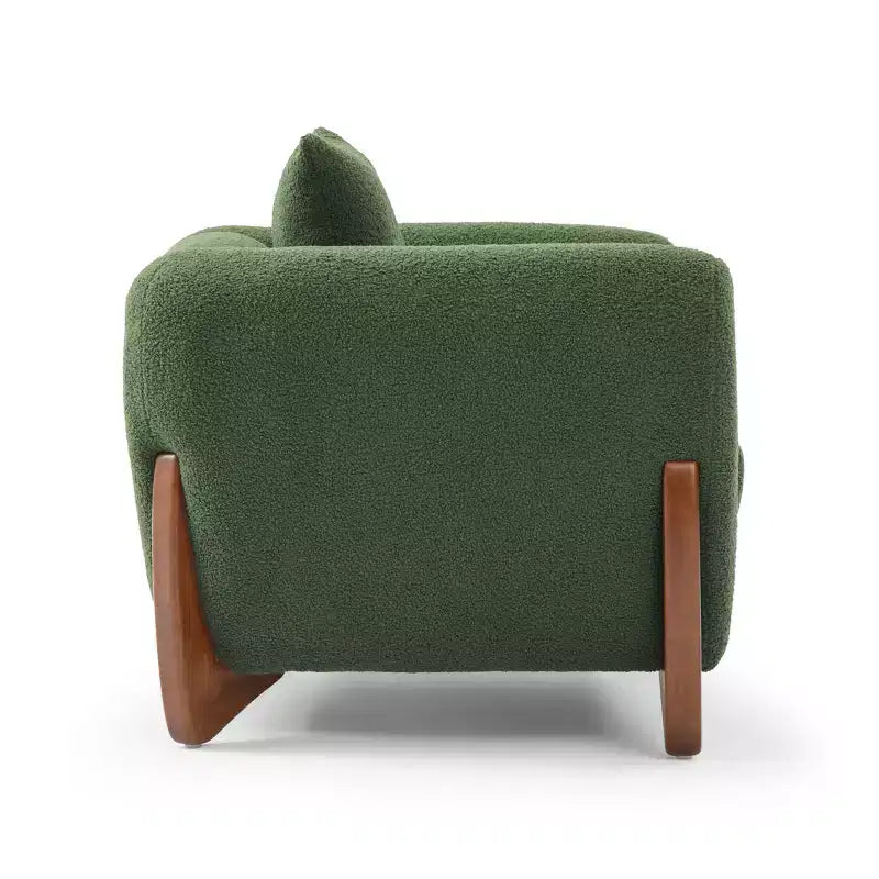 Mid Century Modern Arm Accent Chair with Lamb Wool Fabric, Upholstered Living Room Chairs with Waist Cushion - Morden Fort