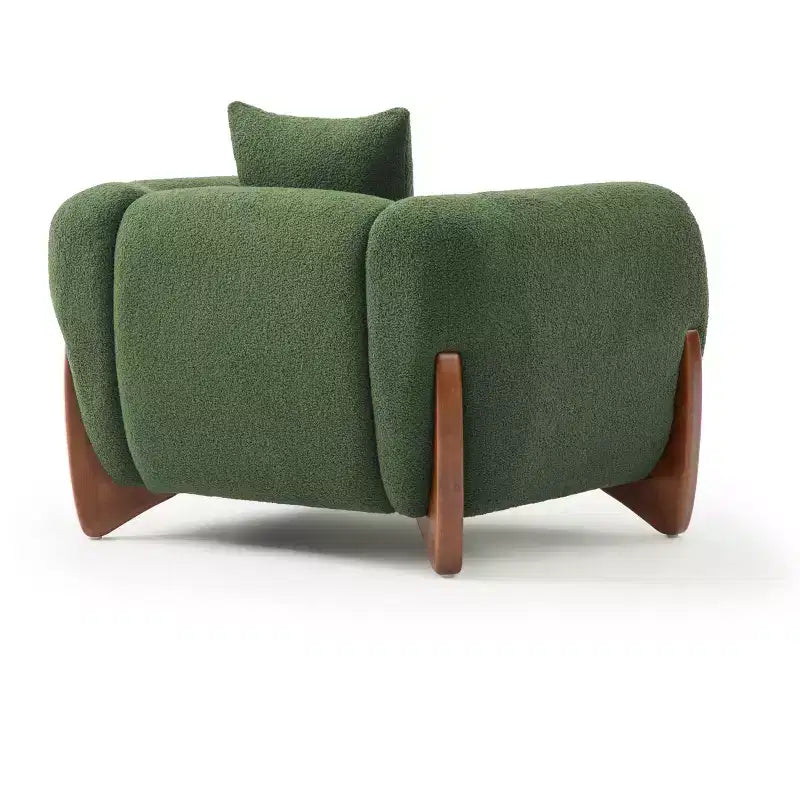 Mid Century Modern Arm Accent Chair with Lamb Wool Fabric, Upholstered Living Room Chairs with Waist Cushion - Morden Fort