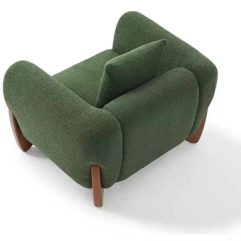 Mid Century Modern Arm Accent Chair with Lamb Wool Fabric, Upholstered Living Room Chairs with Waist Cushion - Morden Fort