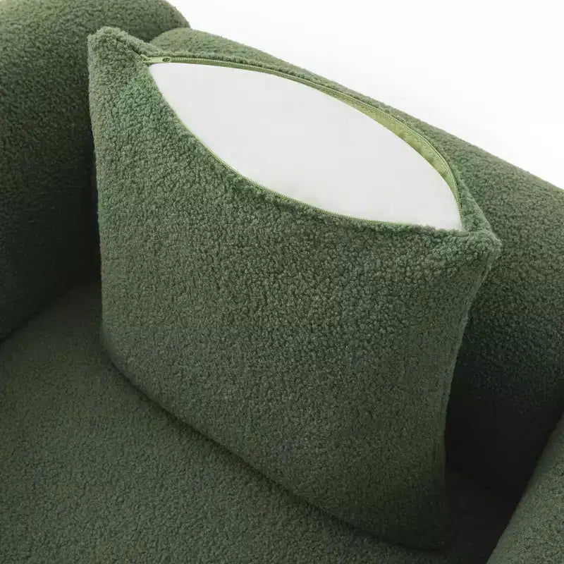 Mid Century Modern Arm Accent Chair with Lamb Wool Fabric, Upholstered Living Room Chairs with Waist Cushion - Morden Fort