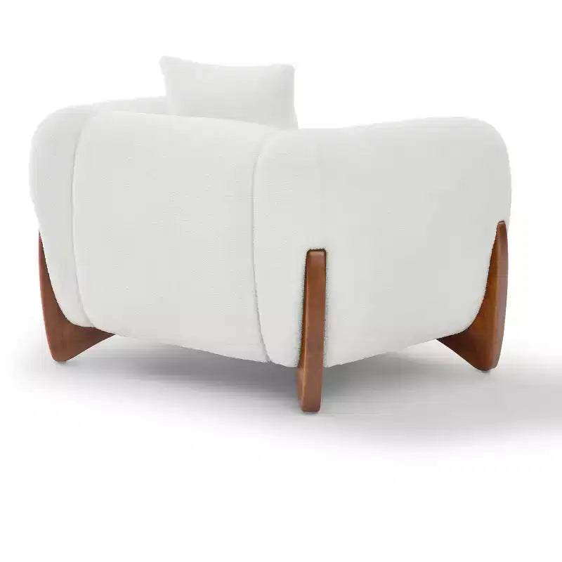 Mid Century Modern Arm Accent Chair with Lamb Wool Fabric, Upholstered Living Room Chairs with Waist Cushion - Morden Fort