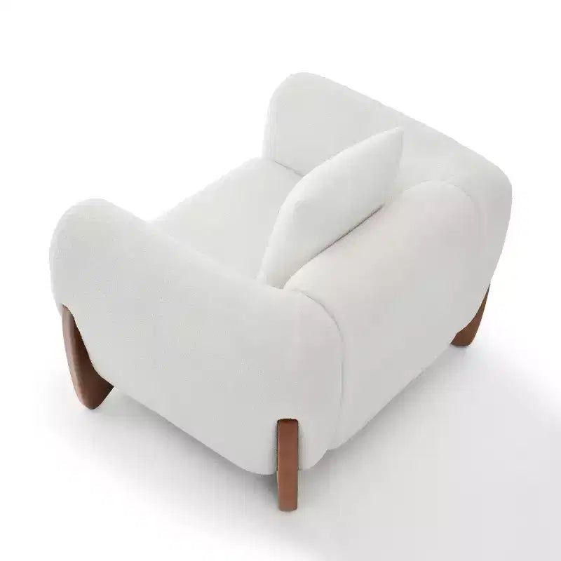 Mid Century Modern Arm Accent Chair with Lamb Wool Fabric, Upholstered Living Room Chairs with Waist Cushion - Morden Fort
