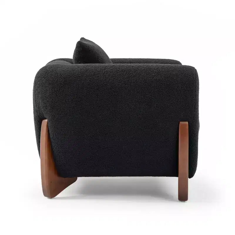 Mid Century Modern Arm Accent Chair with Lamb Wool Fabric, Upholstered Living Room Chairs with Waist Cushion - Morden Fort