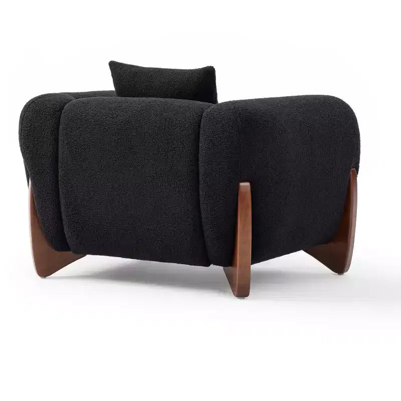 Mid Century Modern Arm Accent Chair with Lamb Wool Fabric, Upholstered Living Room Chairs with Waist Cushion - Morden Fort