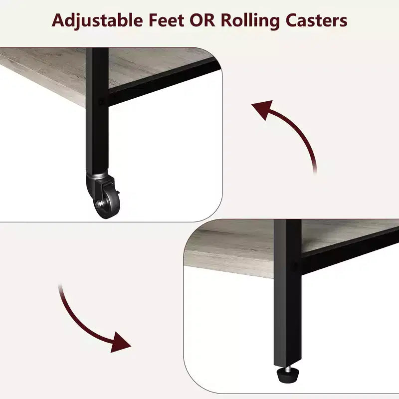 Printer Stand, 4-Tier Mobile Printer Cart with 2 Outlets & 2 USB Ports - Rolling Industrial Stand (Home Office/Scanner/Fax)