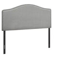 HomeRoots Gray Linen Blend Upholstered Arched Full Headboard With Nail Head Trim