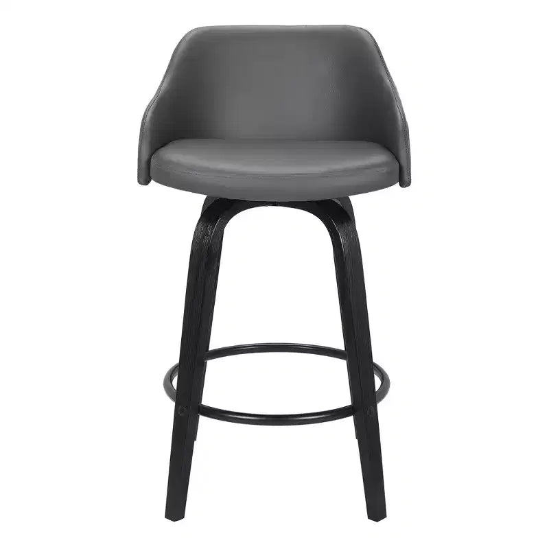 HomeRoots 30 Gray And Black Iron Swivel Low Back Bar Height Bar Chair