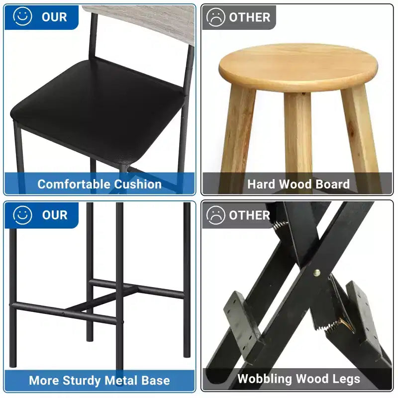 Bar Stools Set of 4, Kitchen Bar Stools with Footrest,Upholstered Counter Height Barstools, Bar Chairs with Back for Kitchen Island, Apartment