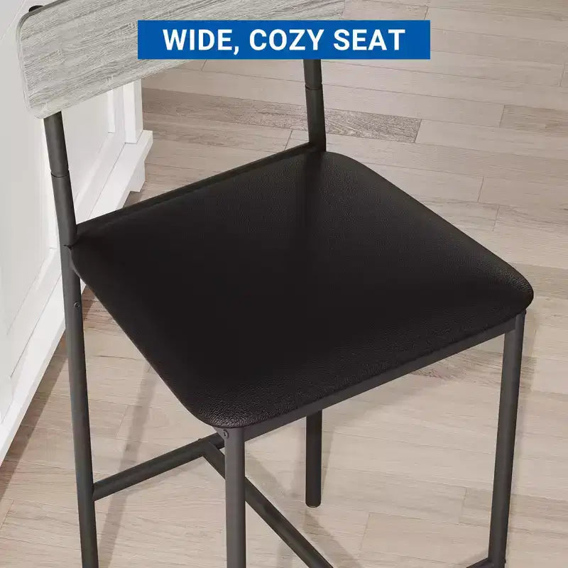 Bar Stools Set of 4, Kitchen Bar Stools with Footrest,Upholstered Counter Height Barstools, Bar Chairs with Back for Kitchen Island, Apartment