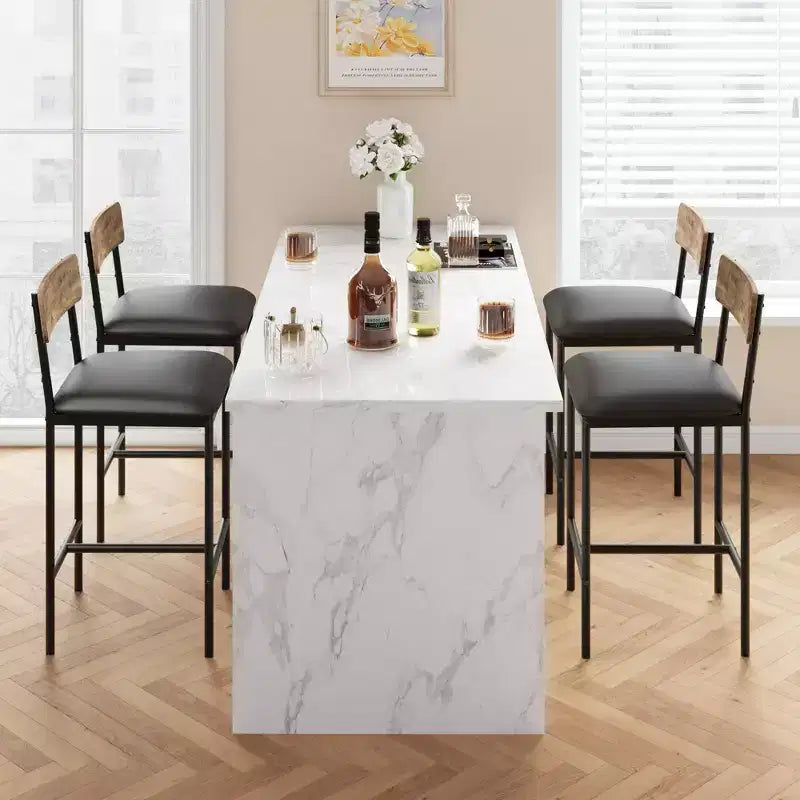 Bar Stools Set of 4, Kitchen Bar Stools with Footrest,Upholstered Counter Height Barstools, Bar Chairs with Back for Kitchen Island, Apartment