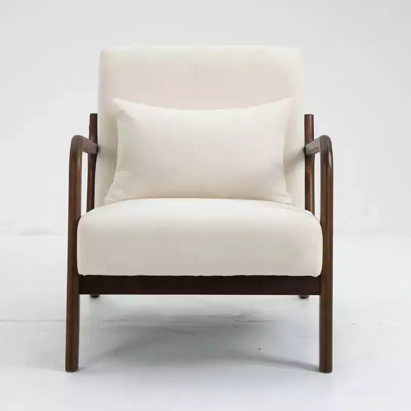 Upholstered Armchair With Scooped Arms Mid Century Modern Fabric Accent Chair For Bedroom, Apartment, Studio, Office, Waiting Room, Living Room