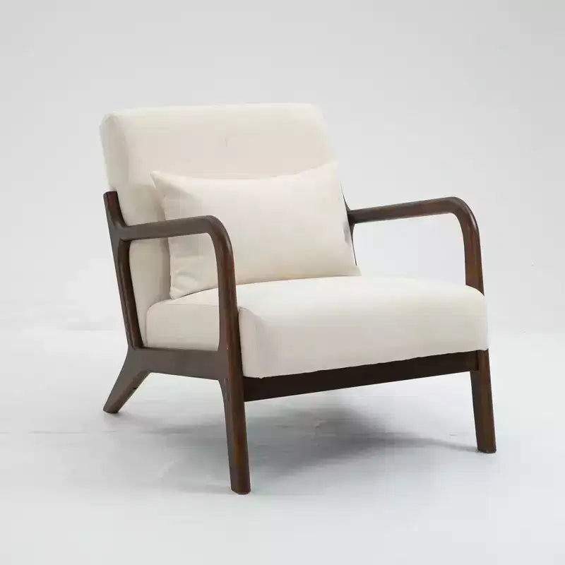 Upholstered Armchair With Scooped Arms Mid Century Modern Fabric Accent Chair For Bedroom, Apartment, Studio, Office, Waiting Room, Living Room