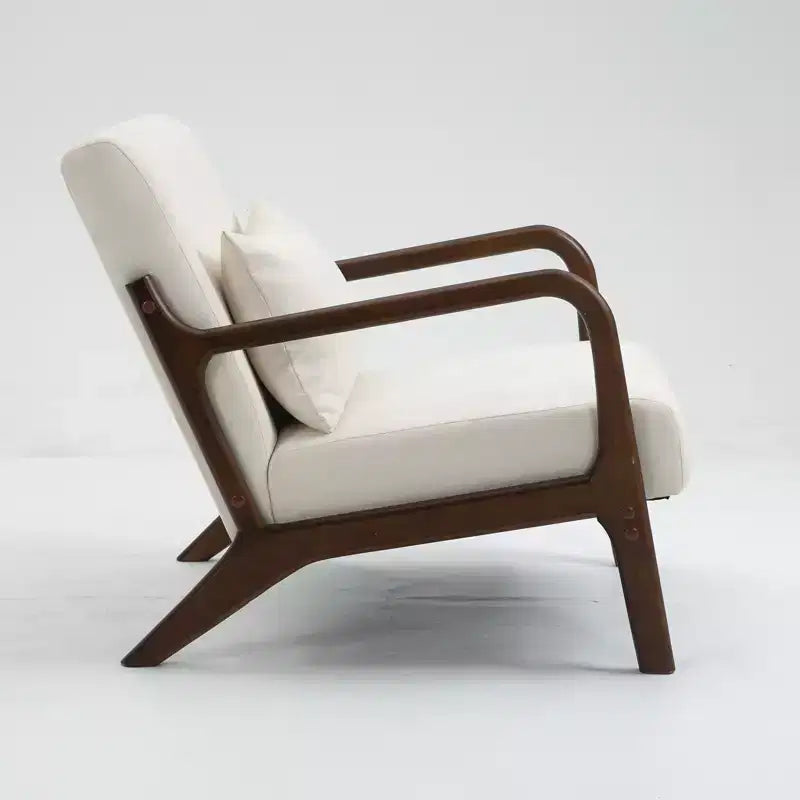 Upholstered Armchair With Scooped Arms Mid Century Modern Fabric Accent Chair For Bedroom, Apartment, Studio, Office, Waiting Room, Living Room