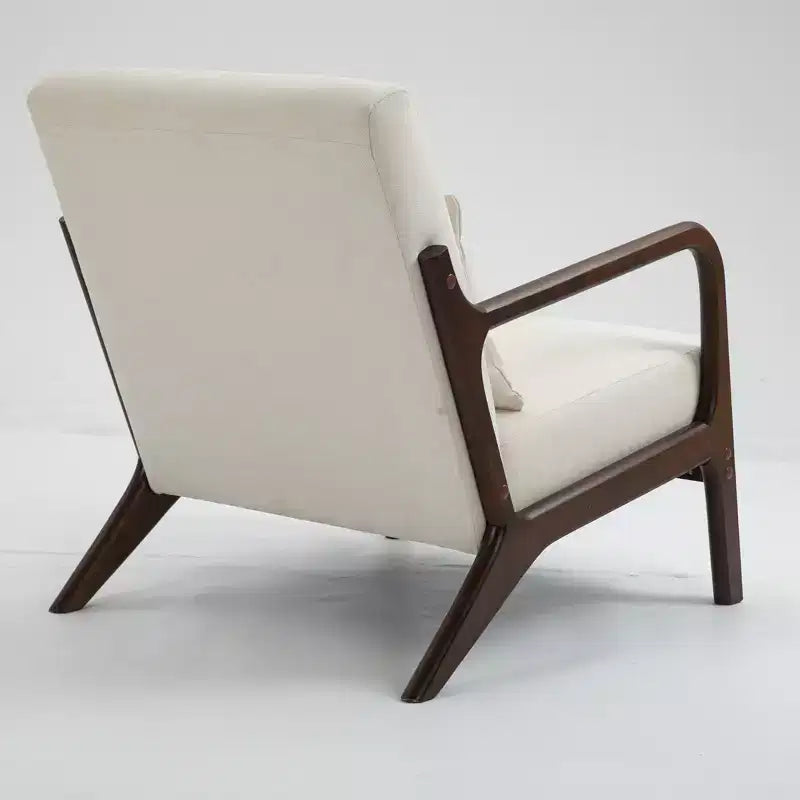 Upholstered Armchair With Scooped Arms Mid Century Modern Fabric Accent Chair For Bedroom, Apartment, Studio, Office, Waiting Room, Living Room