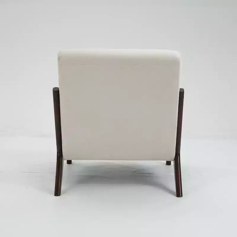 Upholstered Armchair With Scooped Arms Mid Century Modern Fabric Accent Chair For Bedroom, Apartment, Studio, Office, Waiting Room, Living Room