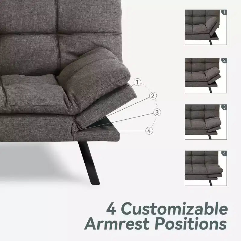 Dyonery 71 Sofa Bed Convertible Couch, Sofa Bed with Memory Foam, Adjustable Backrest & Armrests, Multifunctional Small Loveseat Sleeper Sofa