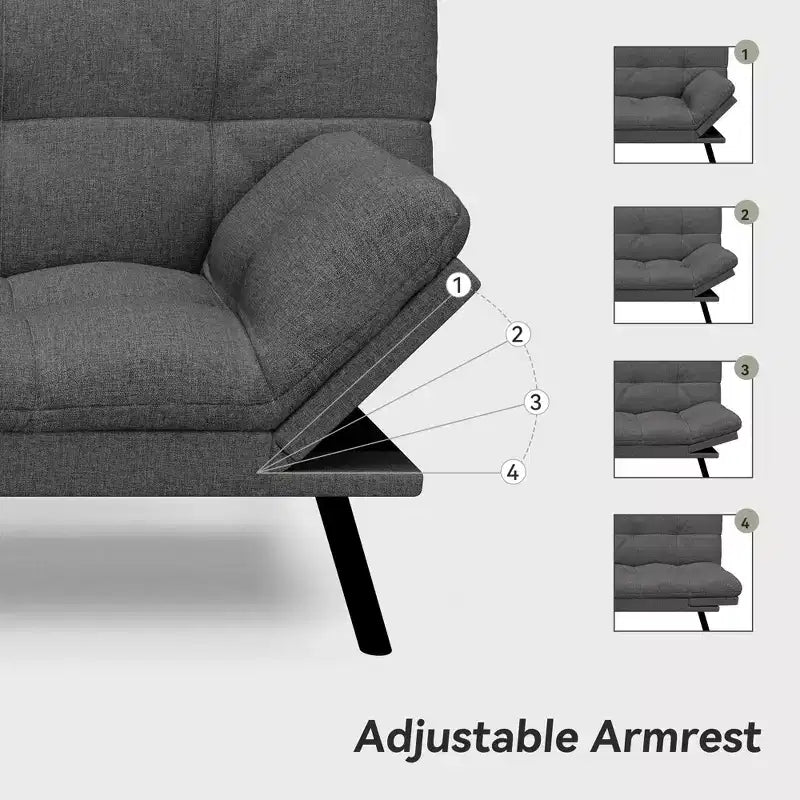 Dyonery 71 Sofa Bed Convertible Couch, Sofa Bed with Memory Foam, Adjustable Backrest & Armrests, Multifunctional Small Loveseat Sleeper Sofa