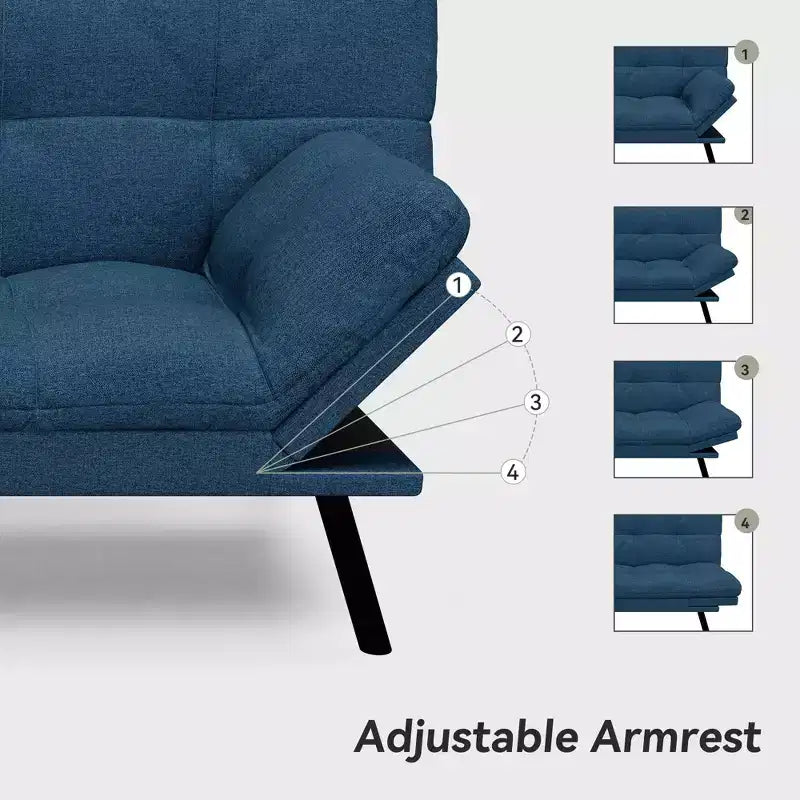Dyonery 71 Sofa Bed Convertible Couch, Sofa Bed with Memory Foam, Adjustable Backrest & Armrests, Multifunctional Small Loveseat Sleeper Sofa