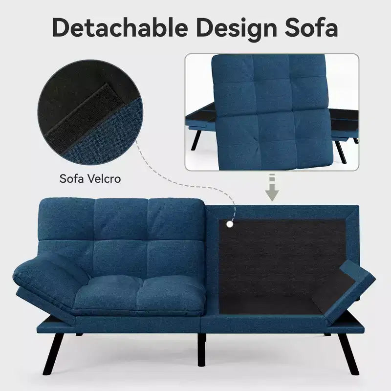 Dyonery 71 Sofa Bed Convertible Couch, Sofa Bed with Memory Foam, Adjustable Backrest & Armrests, Multifunctional Small Loveseat Sleeper Sofa