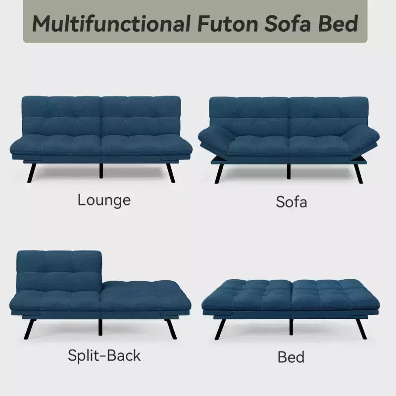Dyonery 71 Sofa Bed Convertible Couch, Sofa Bed with Memory Foam, Adjustable Backrest & Armrests, Multifunctional Small Loveseat Sleeper Sofa