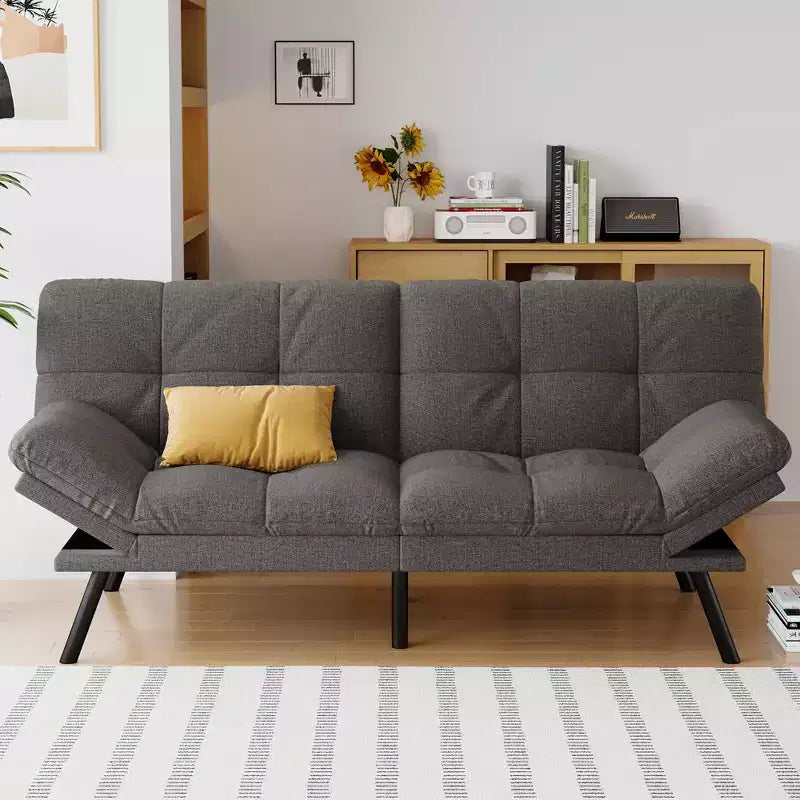 Dyonery 71 Sofa Bed Convertible Couch, Sofa Bed with Memory Foam, Adjustable Backrest & Armrests, Multifunctional Small Loveseat Sleeper Sofa
