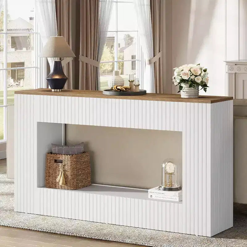 Lantine Modern Console Table, 55 Wood Entryway Table with Storage, Narrow Long Sofa Table Behind Couch Table for Living Room, Hallway