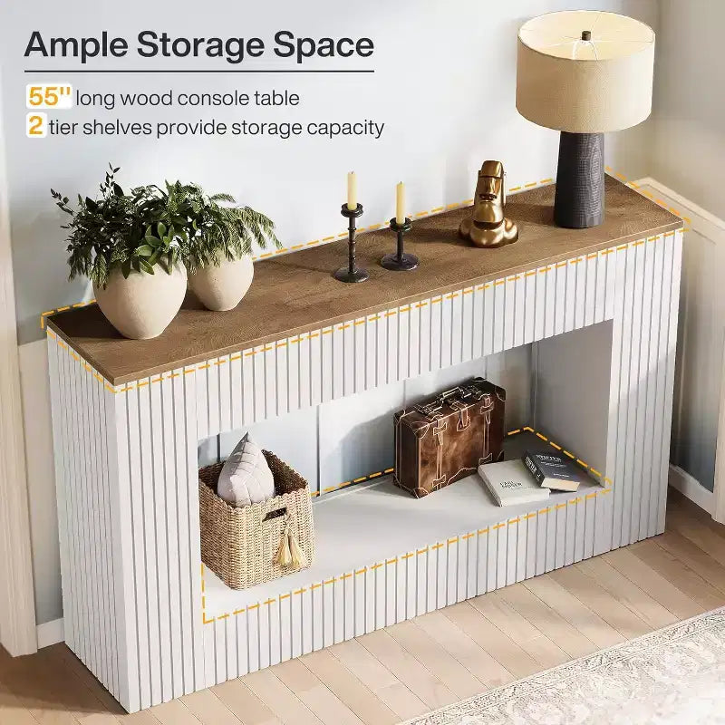 Lantine Modern Console Table, 55 Wood Entryway Table with Storage, Narrow Long Sofa Table Behind Couch Table for Living Room, Hallway