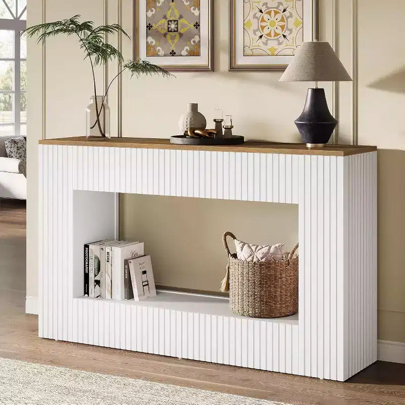 Lantine Modern Console Table, 55 Wood Entryway Table with Storage, Narrow Long Sofa Table Behind Couch Table for Living Room, Hallway