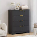 4 Drawer Dresser for Bedroom, 31.5W Wooden Chest of Drawers with Gold Handle, Storage Dresser Organizer, Closet Dresser for Bedroom Hallway