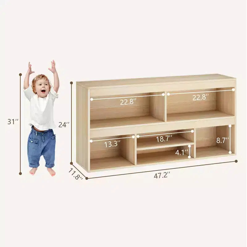 Toy Storage Organizer, 6 Cubes Kids Bookshelf Wooden Storage Cabinet, Playhouse Shelves Cabinet for Playroom, Classroom, Nursery, Kids Room