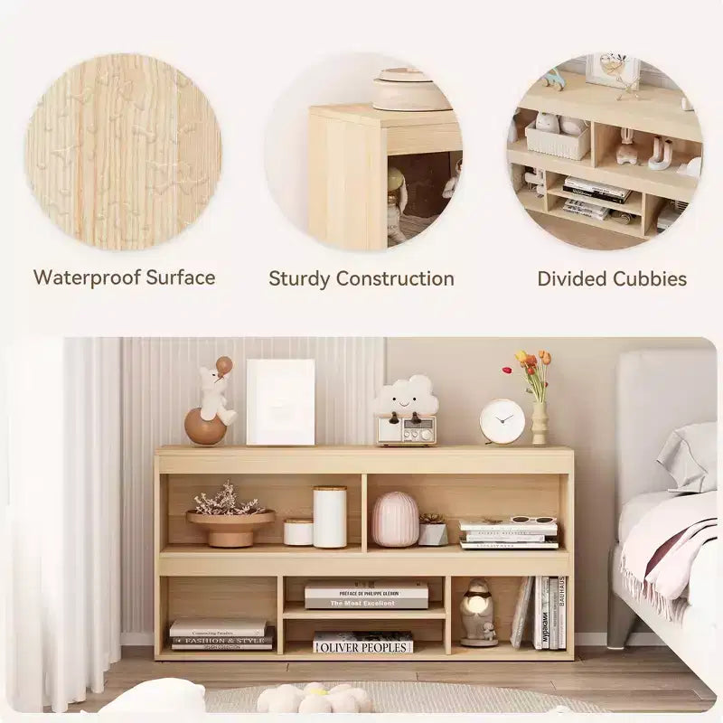 Toy Storage Organizer, 6 Cubes Kids Bookshelf Wooden Storage Cabinet, Playhouse Shelves Cabinet for Playroom, Classroom, Nursery, Kids Room
