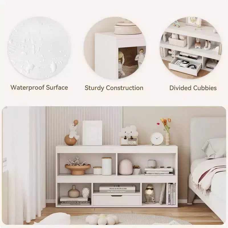 Toy Storage Organizer, 6 Cubes Kids Bookshelf Wooden Storage Cabinet, Playhouse Shelves Cabinet for Playroom, Classroom, Nursery, Kids Room