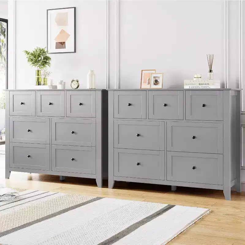 7 Chest of Drawer Dresser for 48 Inch TV, Modern Wood Organizer Storage Units for Living Room, Bedroom, Closet Storage, Home Office