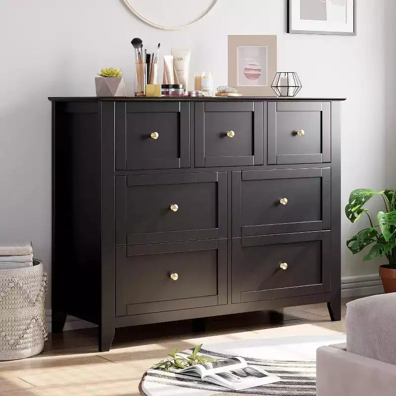 7 Chest of Drawer Dresser for 48 Inch TV, Modern Wood Organizer Storage Units for Living Room, Bedroom, Closet Storage, Home Office