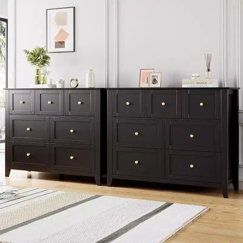 7 Chest of Drawer Dresser for 48 Inch TV, Modern Wood Organizer Storage Units for Living Room, Bedroom, Closet Storage, Home Office