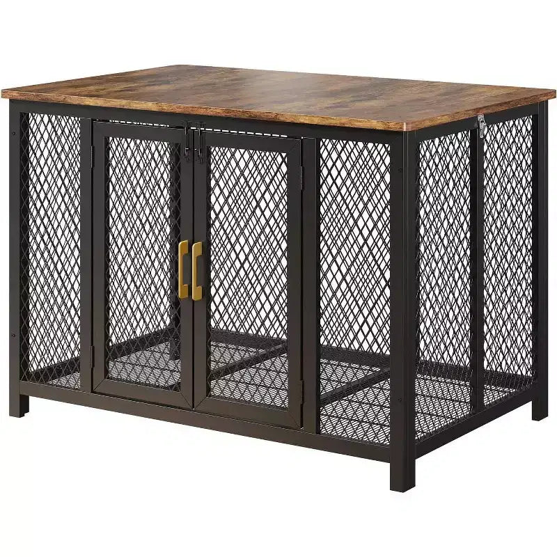 Dog Crate, 47x31 Inch Heavy Duty Metal Kennel - Multi-Purpose Furniture Style with Storage & Top Opening for Medium/Large Pets