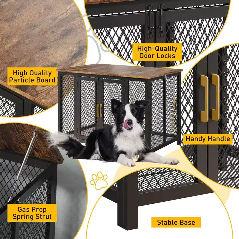 Dog Crate, 47x31 Inch Heavy Duty Metal Kennel - Multi-Purpose Furniture Style with Storage & Top Opening for Medium/Large Pets