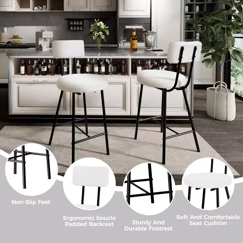 Bar Stools with Back Set of 4, High Kitchen Barstools, Counter Stools Bar Chairs with Backrest, Industrial Seat for Dining Room Kitchen Bar