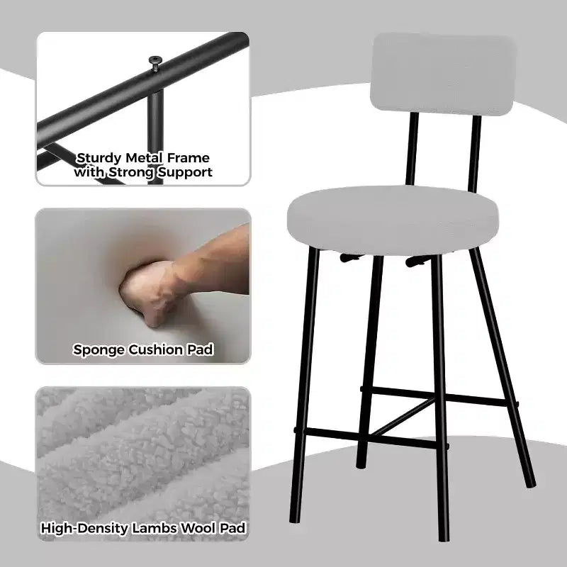 Bar Stools with Back Set of 4, High Kitchen Barstools, Counter Stools Bar Chairs with Backrest, Industrial Seat for Dining Room Kitchen Bar