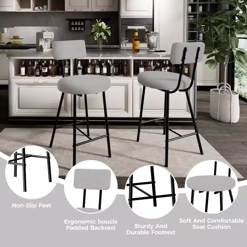 Bar Stools with Back Set of 4, High Kitchen Barstools, Counter Stools Bar Chairs with Backrest, Industrial Seat for Dining Room Kitchen Bar