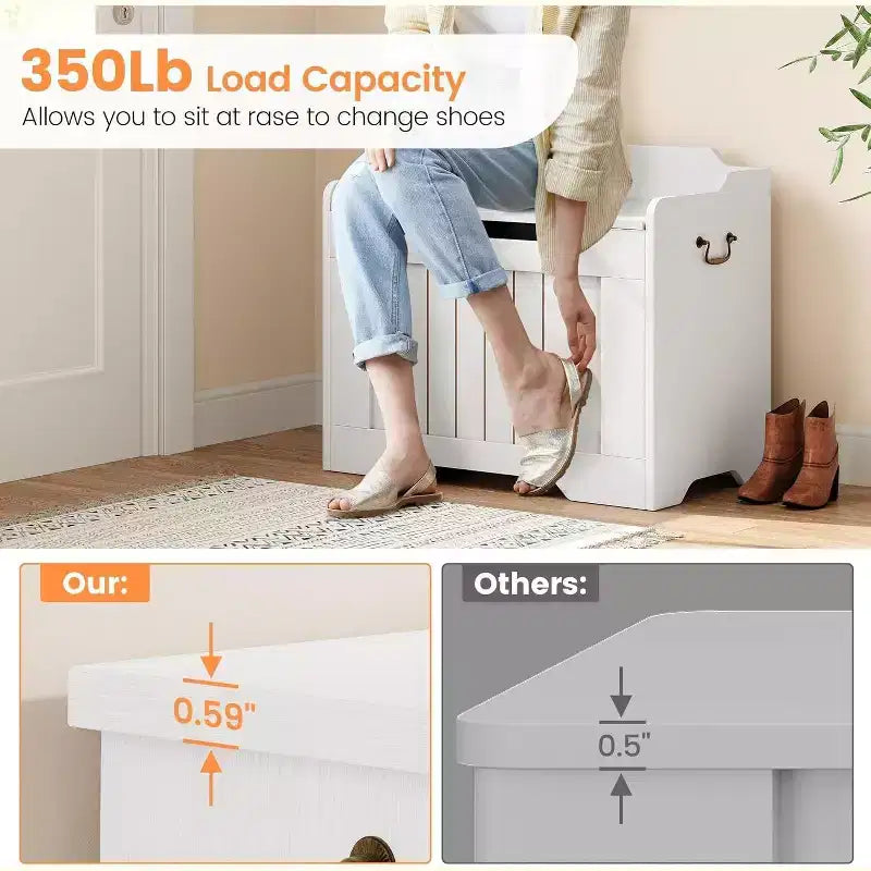 Acekool Decorative Storage Bench, Dual-Use Entryway Chest with Safety Hinge