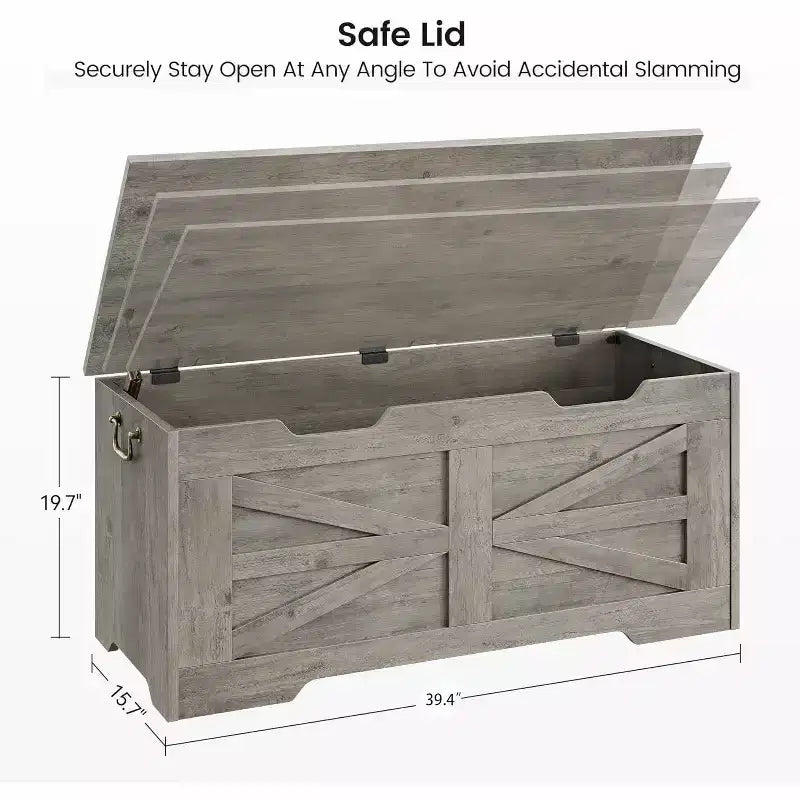 Acekool Decorative Storage Bench, Dual-Use Entryway Chest with Safety Hinge