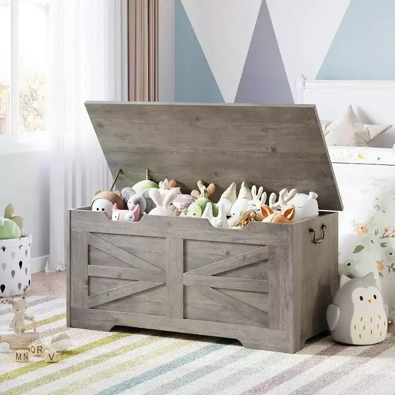 Acekool Decorative Storage Bench, Dual-Use Entryway Chest with Safety Hinge